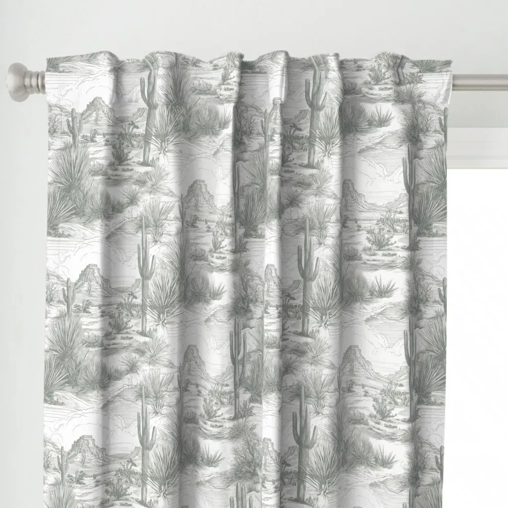Vintage High Desert Toile Curtain Panel - Gray alternate view