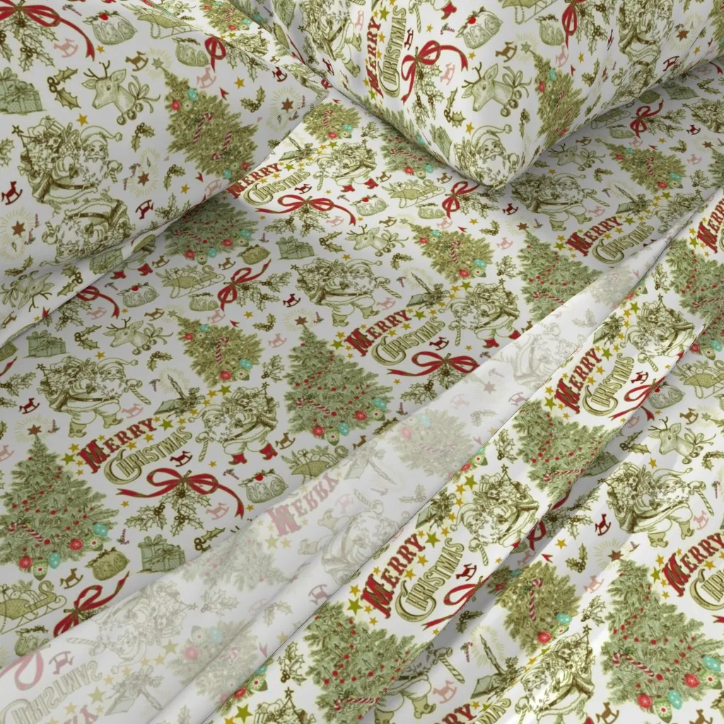 Vintage Ho Ho Ho Cal King Sheet Set - Green alternate view