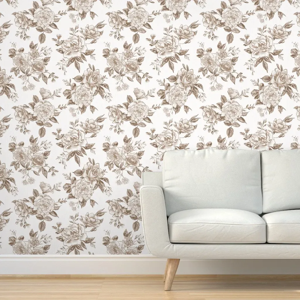 Vintage Homestead Roses Peel and Stick Wallpaper - Cream product