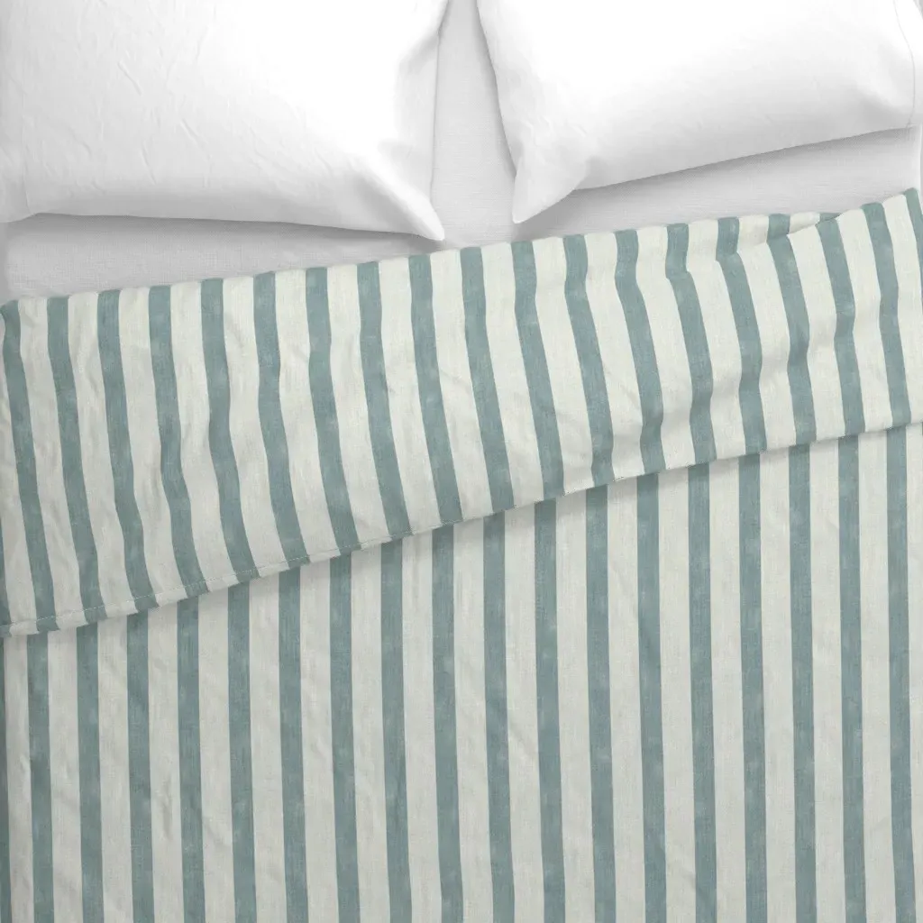 Vintage Inspired Vertical Duvet Cover - Dusty Blue alternate view