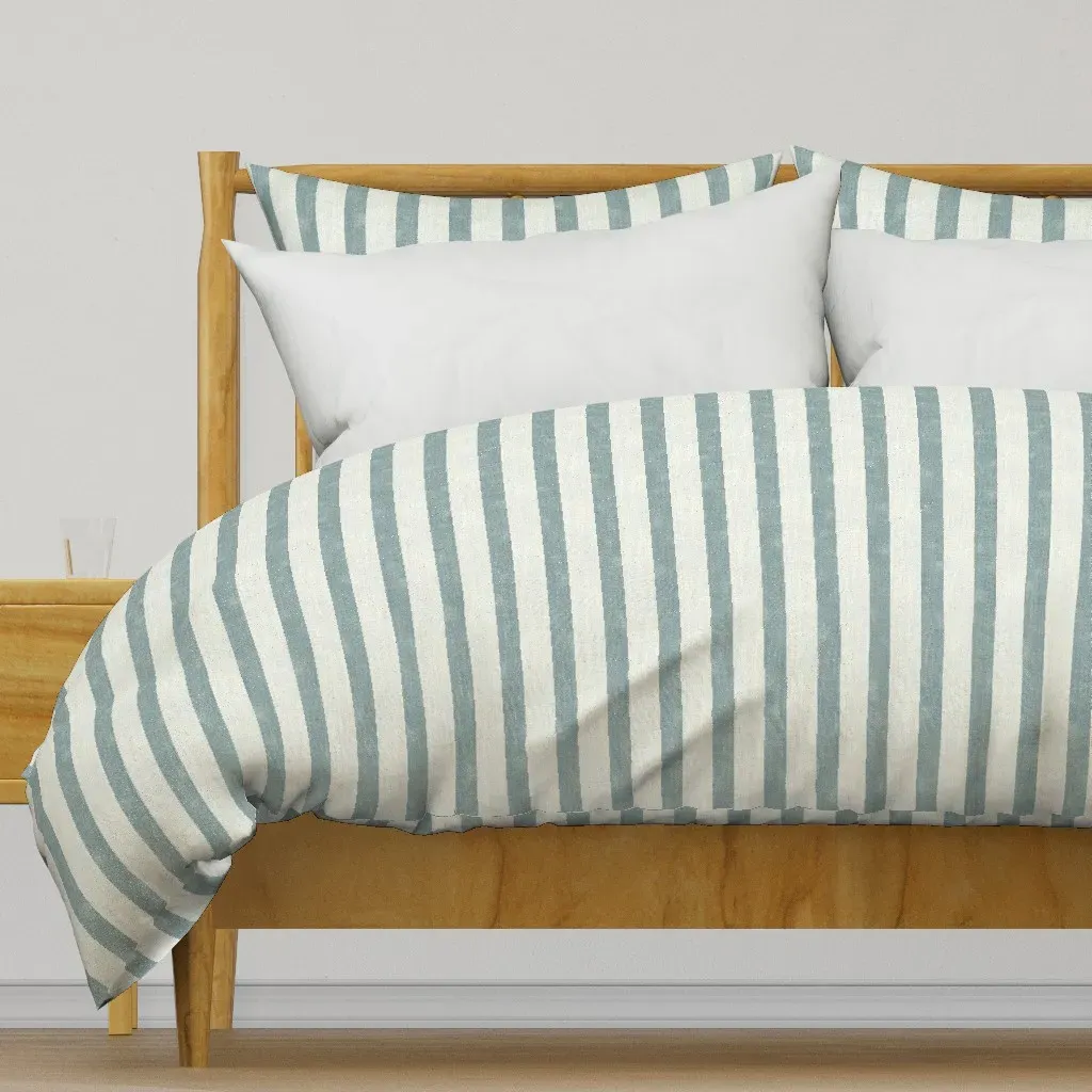 Vintage Inspired Vertical Duvet Cover - Dusty Blue product