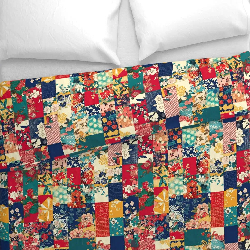 Vintage Japanese Duvet Cover - Red, Multicoloured alternate view