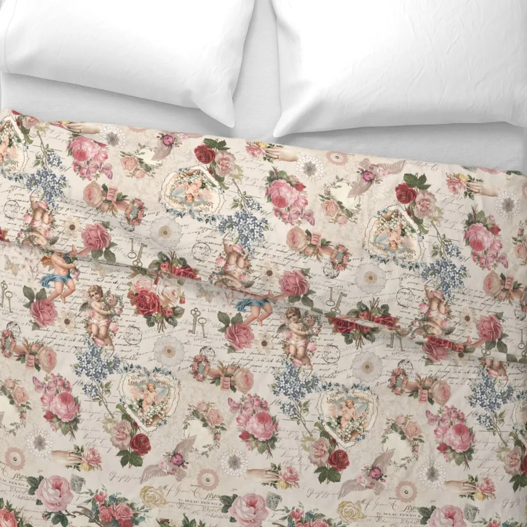 Vintage Kitsch Romantic Duvet Cover - Pink alternate view