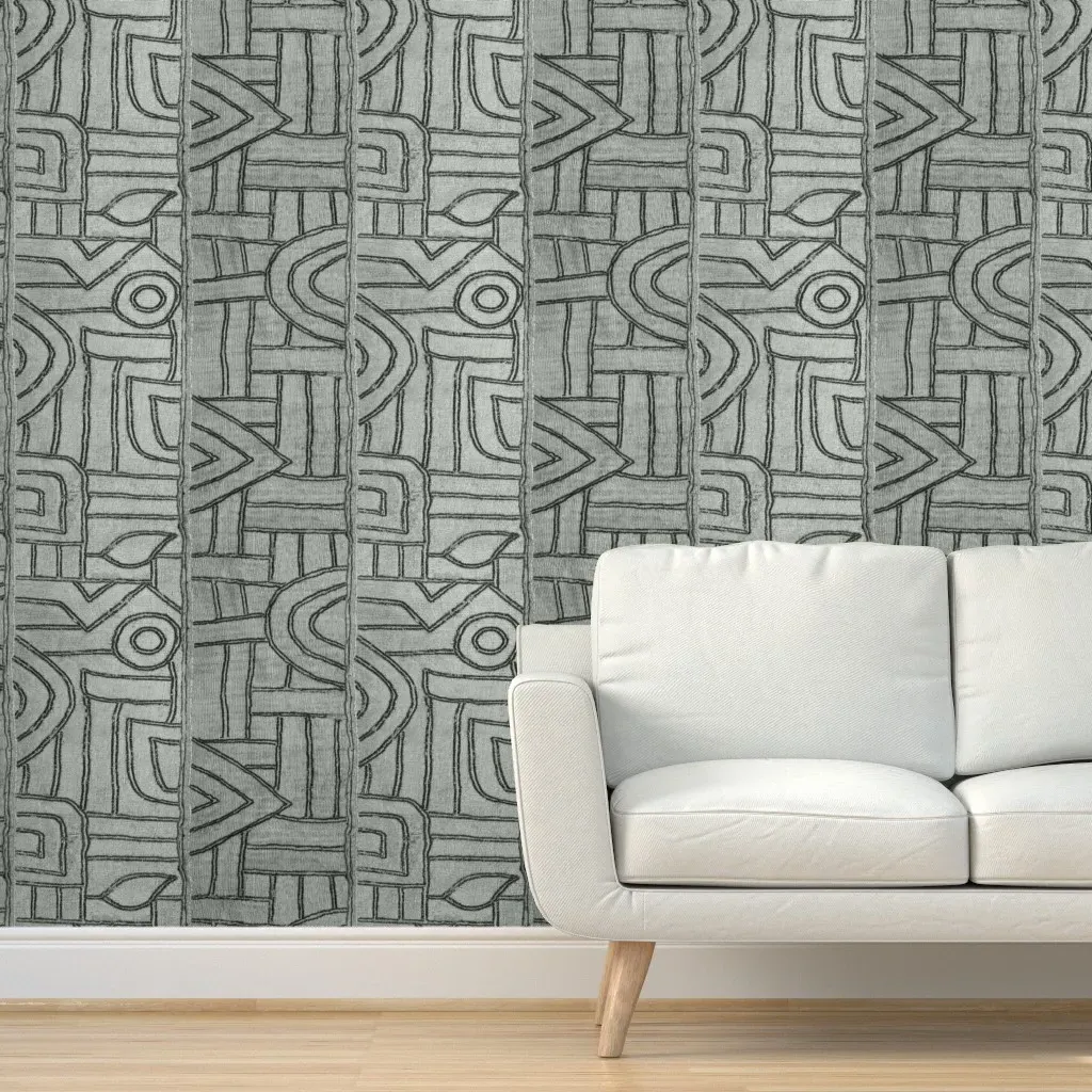 Vintage Kuba Cloth Geometric Peel and Stick Wallpaper - Green product