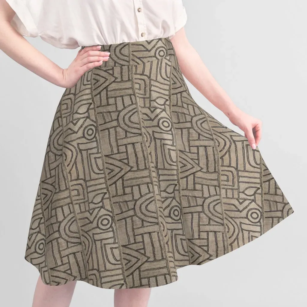Vintage Kuba Cloth Neutral Bushoonge Fabric - Beige alternate view