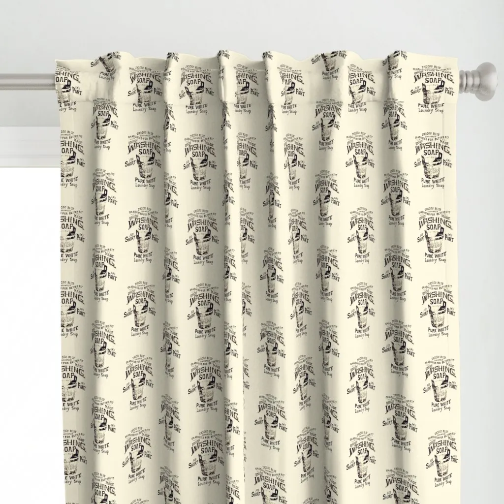 Vintage Laundry Soap Ad Curtain Panel - Black alternate view