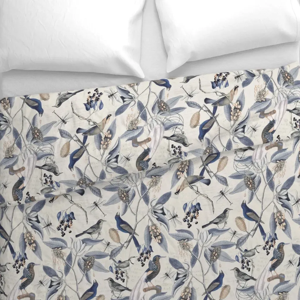 Vintage Magnolia Flowers Duvet Cover - Blue-Gray alternate view
