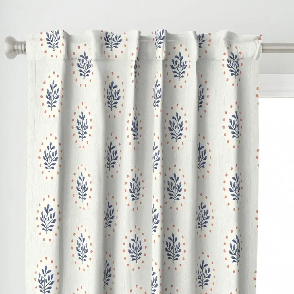 Vintage Medallion Bloom Curtain Panel - Blue alternate view