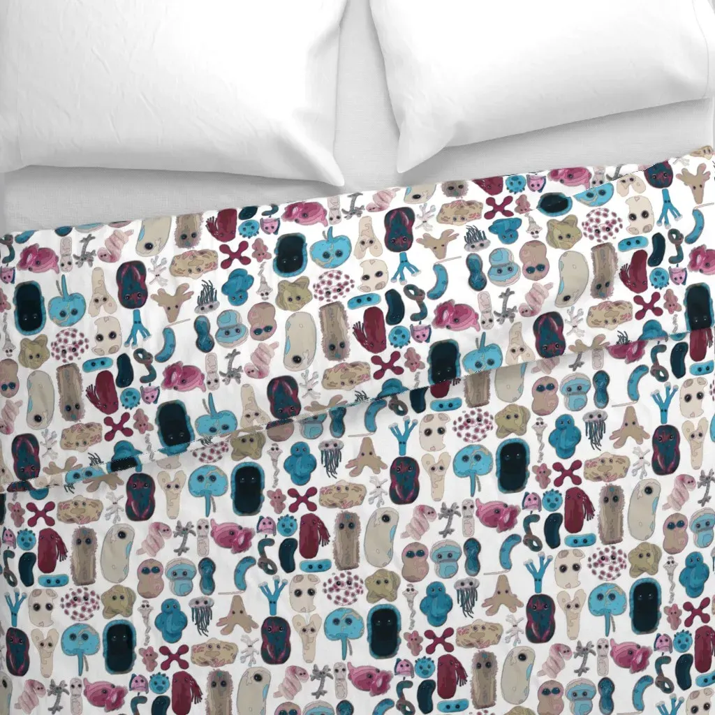 Vintage Microbes Duvet Cover - Light Blue alternate view