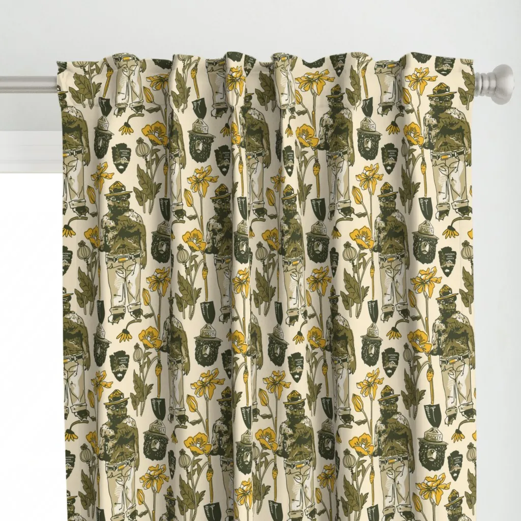 Vintage National Parks Curtain Panel - Olive Green alternate view