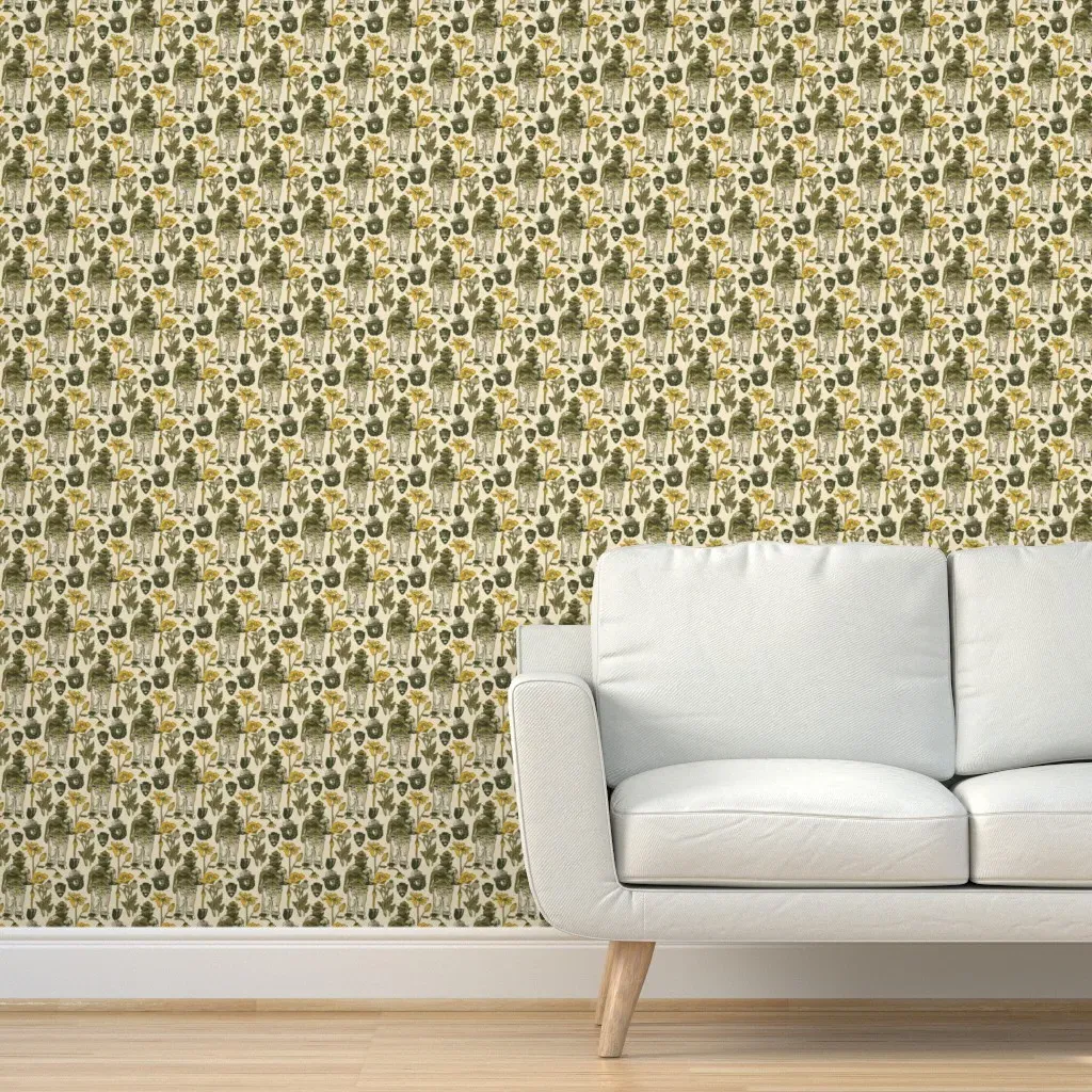 Vintage National Parks Peel and Stick Wallpaper - Olive Green product
