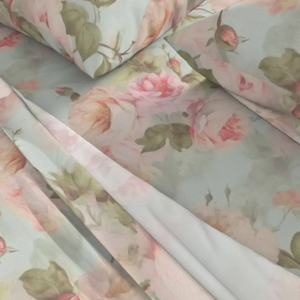 Vintage Pink Roses Queen Sheet Set - Pink alternate view