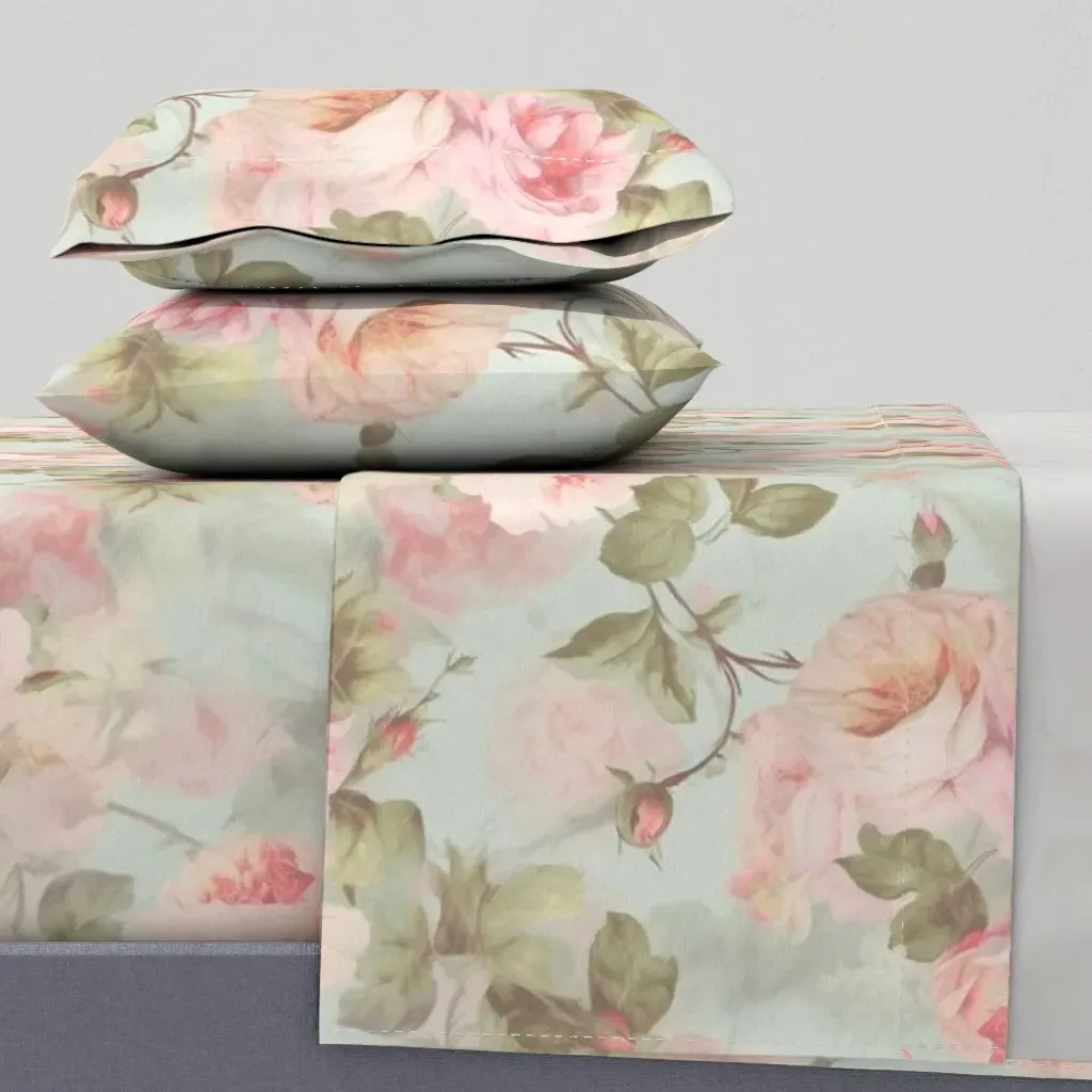Vintage Pink Roses Queen Sheet Set - Pink product