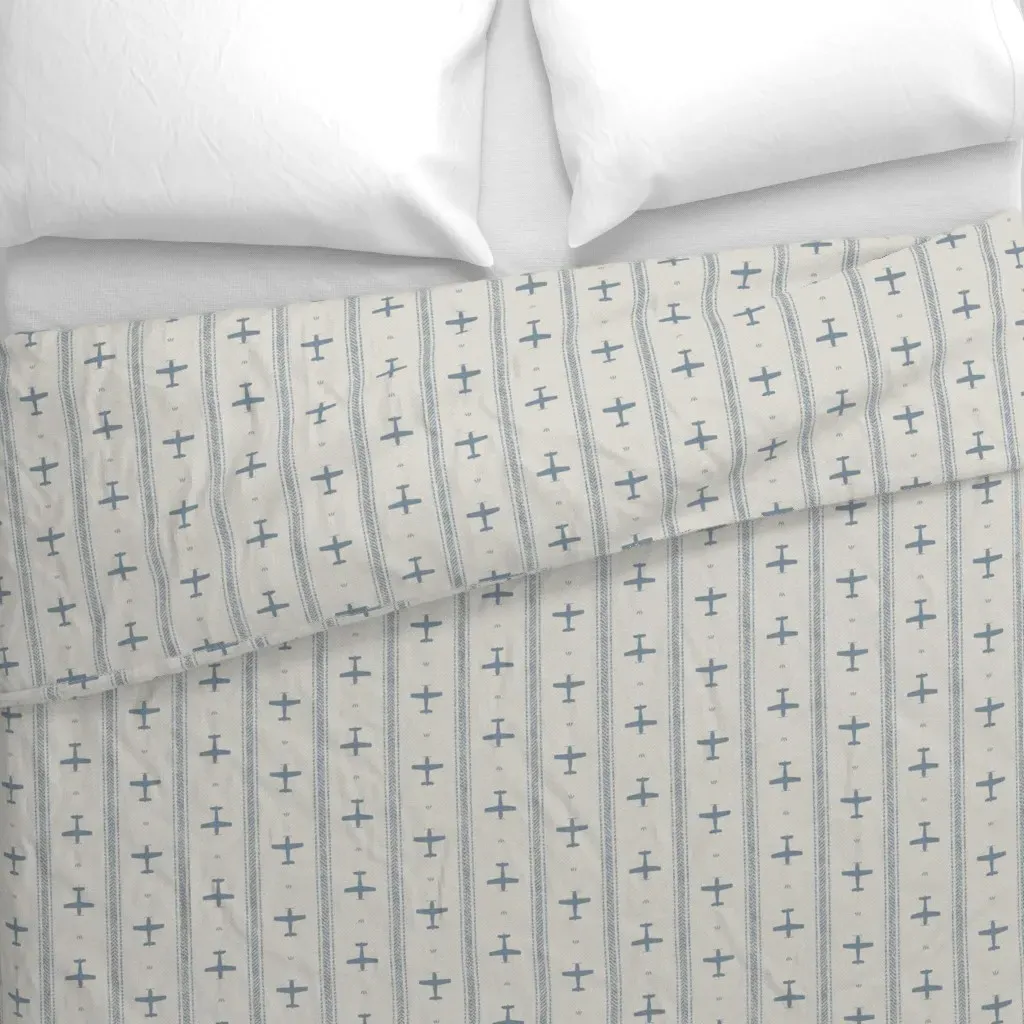 Vintage Planes Stripe Duvet Cover - Blue alternate view