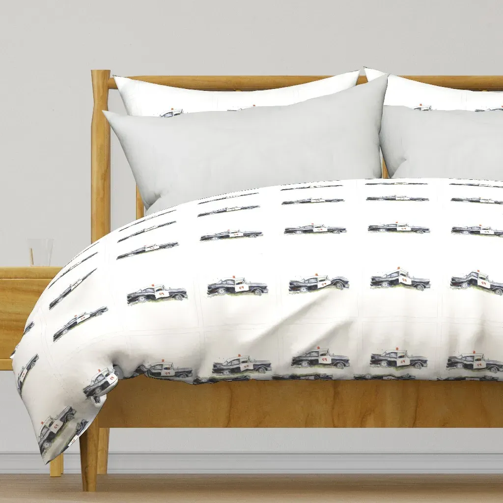 Vintage Police Car Duvet Cover - Black product