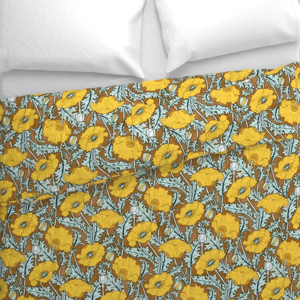 Vintage Poppy Duvet Cover - Golden Yellow alternate view