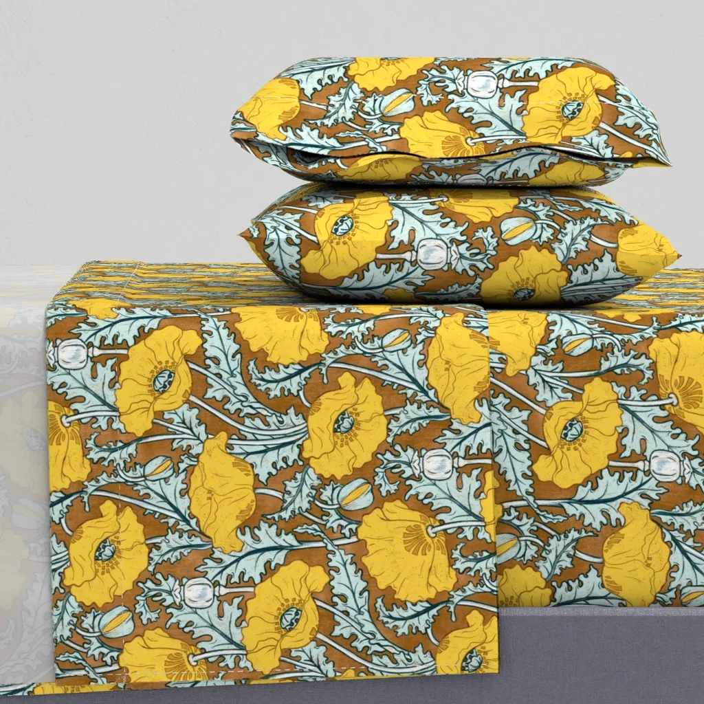Vintage Poppy Queen Sheet Set - Golden Yellow product