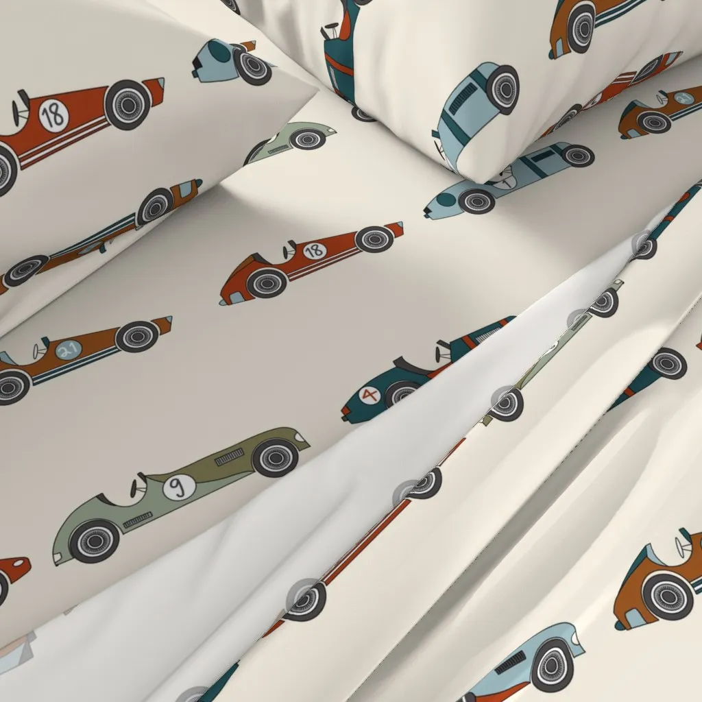 Vintage Race Cars Twin Sheet Set - Beige alternate view