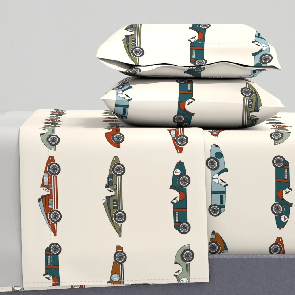 Vintage Race Cars Twin Sheet Set - Beige product