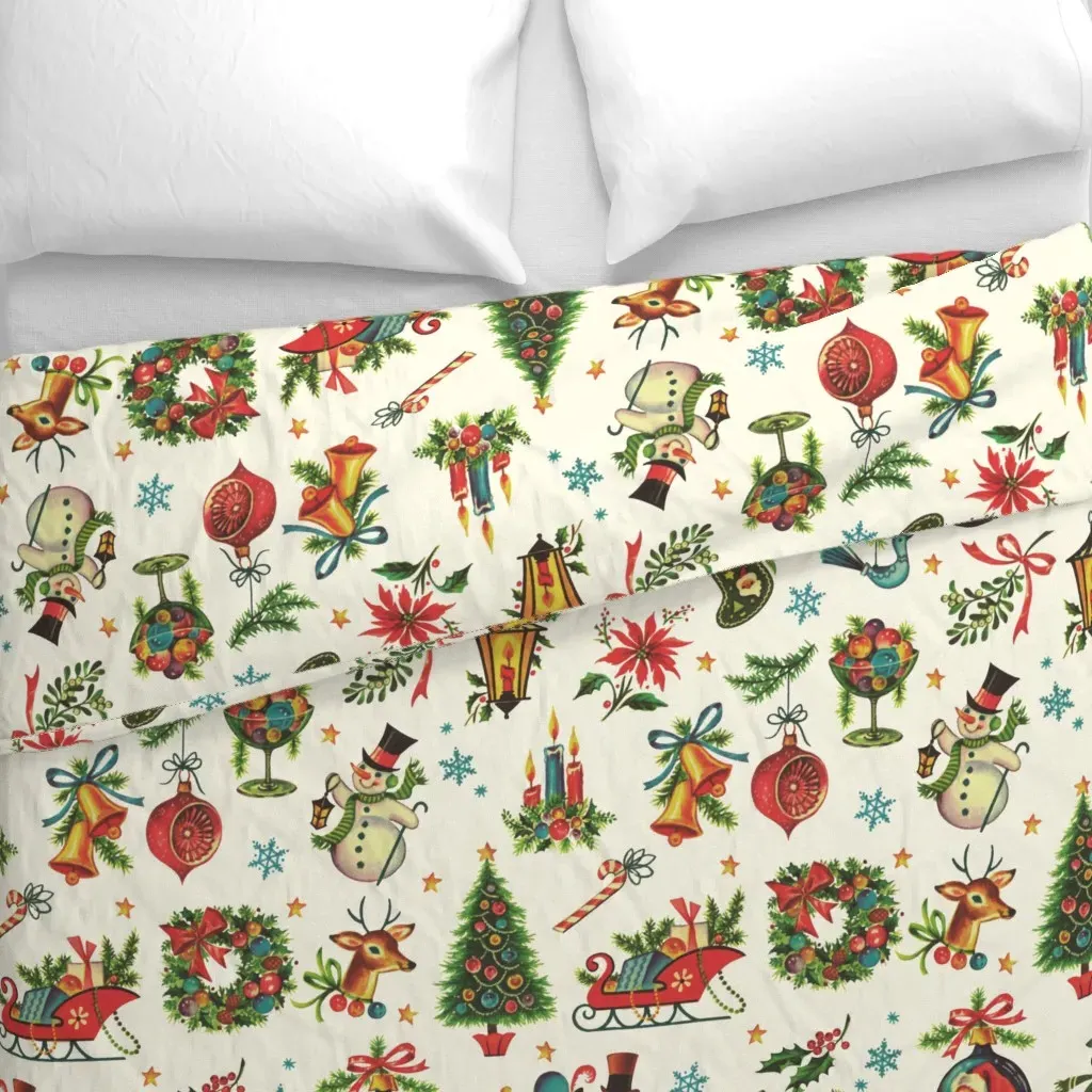 Vintage Retro Christmas Duvet Cover - Red alternate view