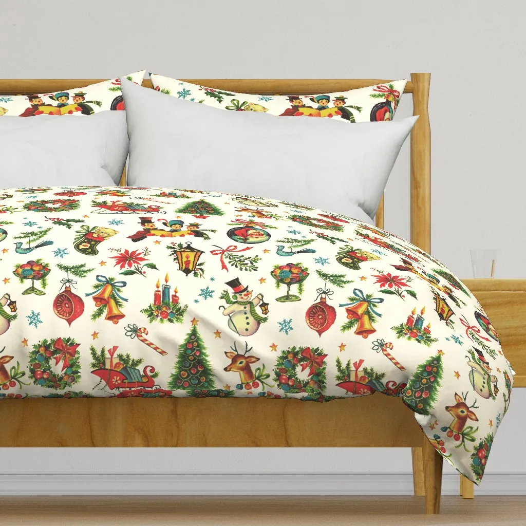 Vintage Retro Christmas Duvet Cover - Red product