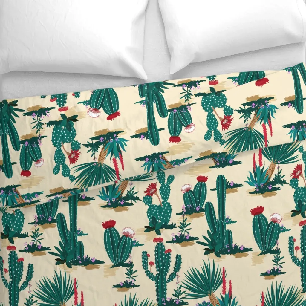 Vintage Retro Prickly Pear Duvet Cover - Teal alternate view