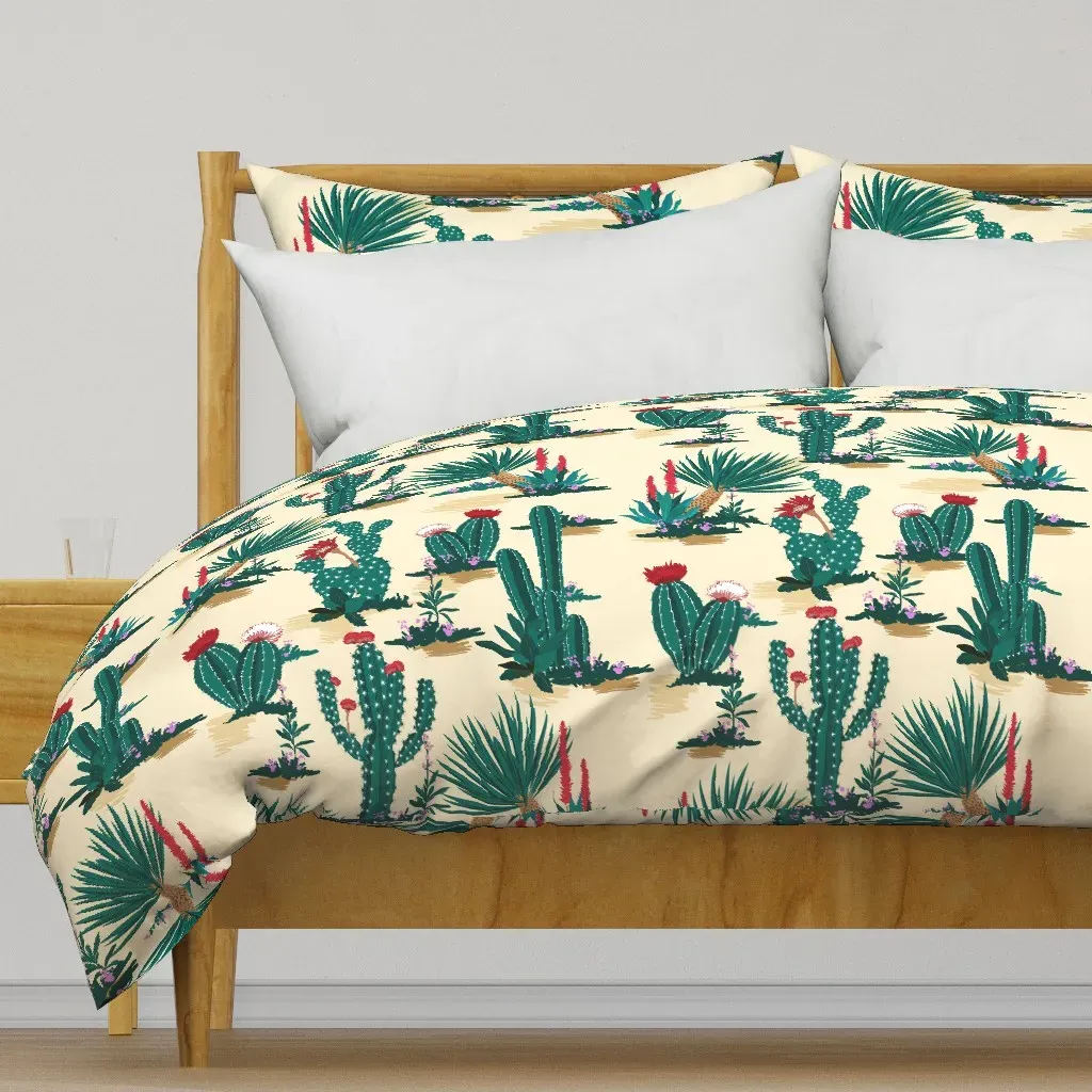 Vintage Retro Prickly Pear Duvet Cover - Teal product