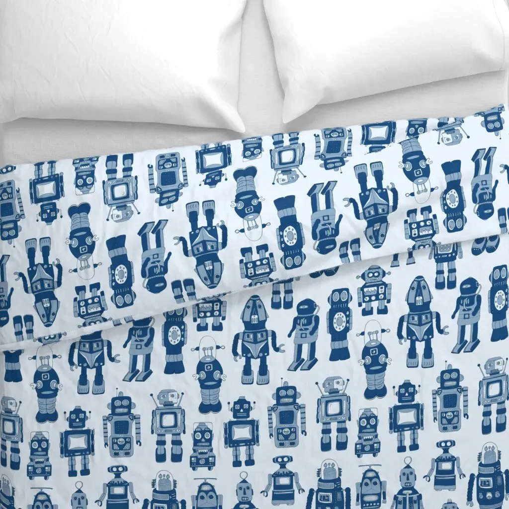 Vintage Robots Duvet Cover - Blue alternate view