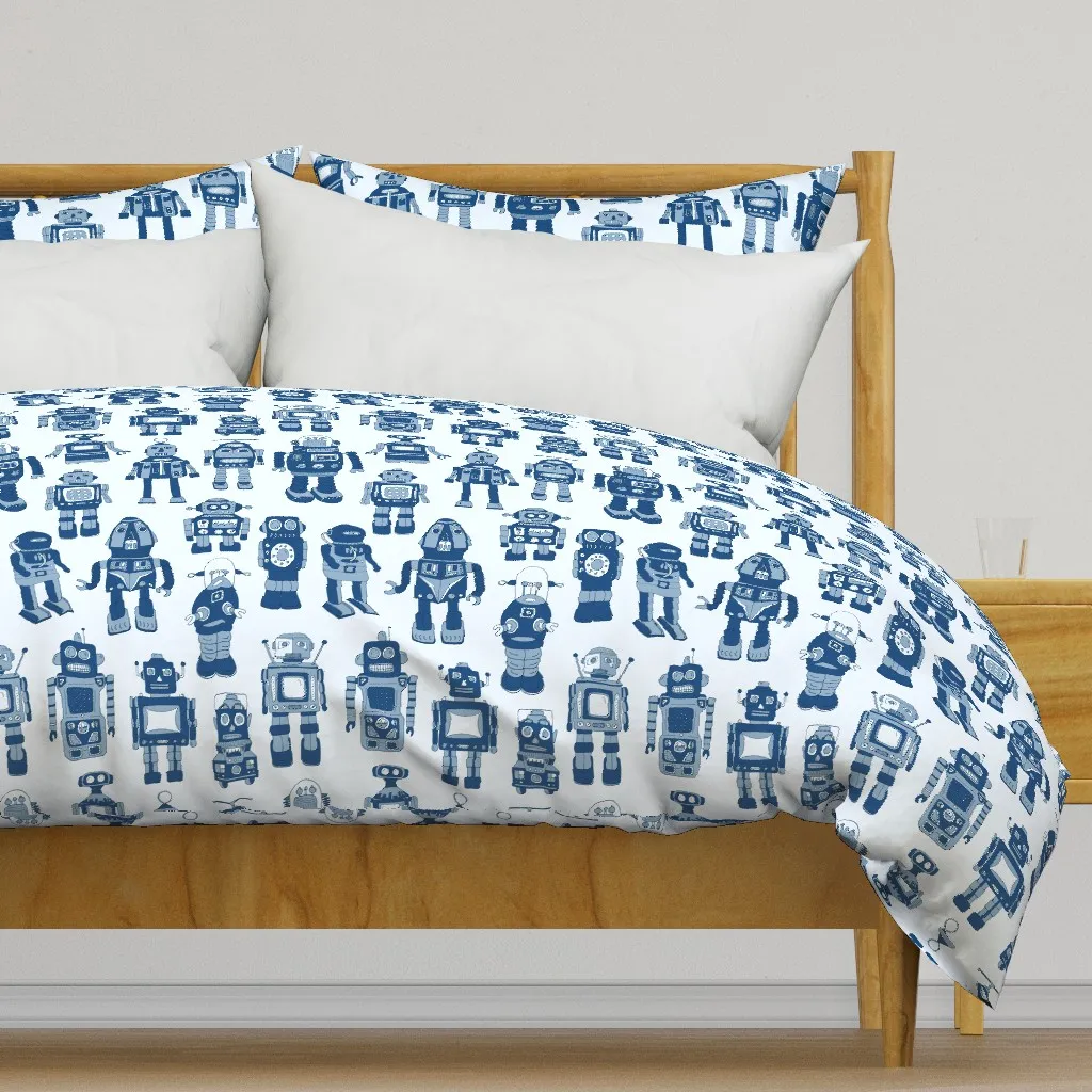 Vintage Robots Duvet Cover - Blue product