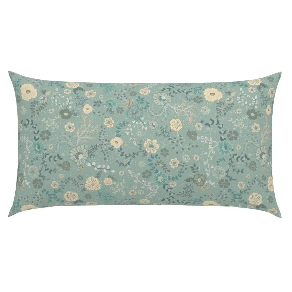 Vintage Romantic Blossoms King Pillow Sham - Teal product