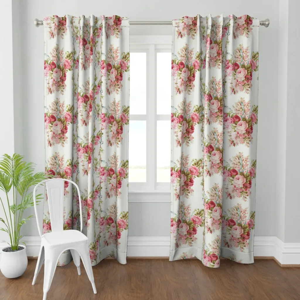 Vintage Rose Garland Curtain Panel - Pink product