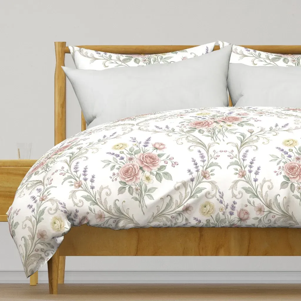 Vintage Rose & Lavender Damask Duvet Cover - Pink product