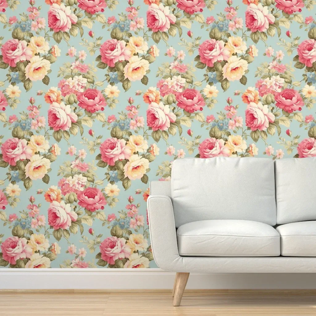 Vintage Roses Peel and Stick Wallpaper - Pink product