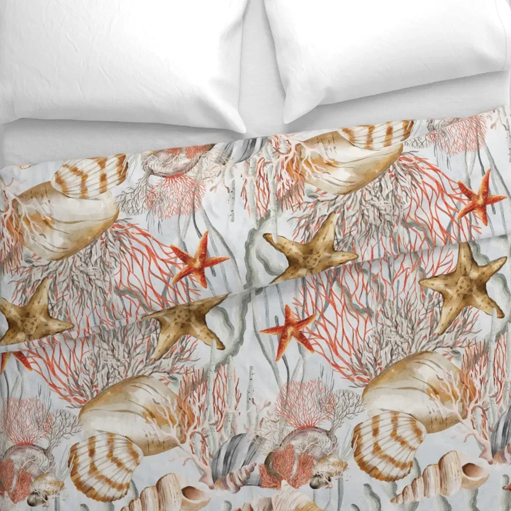 Vintage Sea Life-Grafxquest Duvet Cover - Beige alternate view