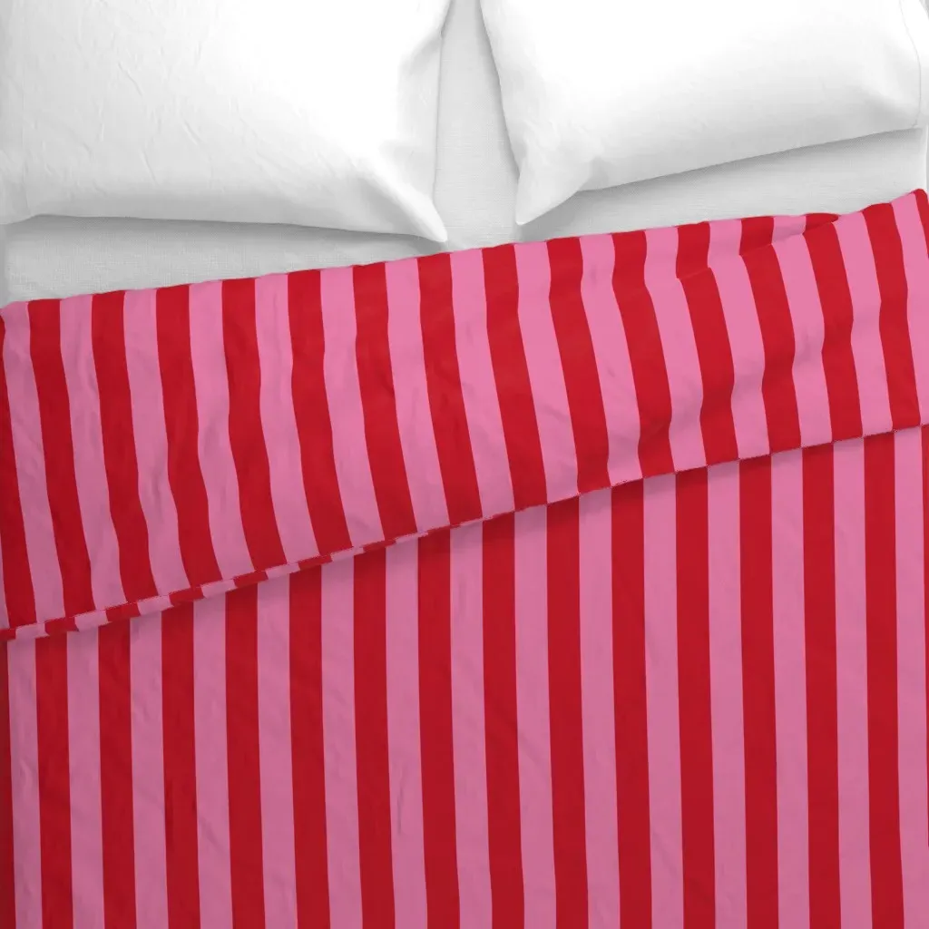 Vintage Stripe Duvet Cover - Crimson Red alternate view