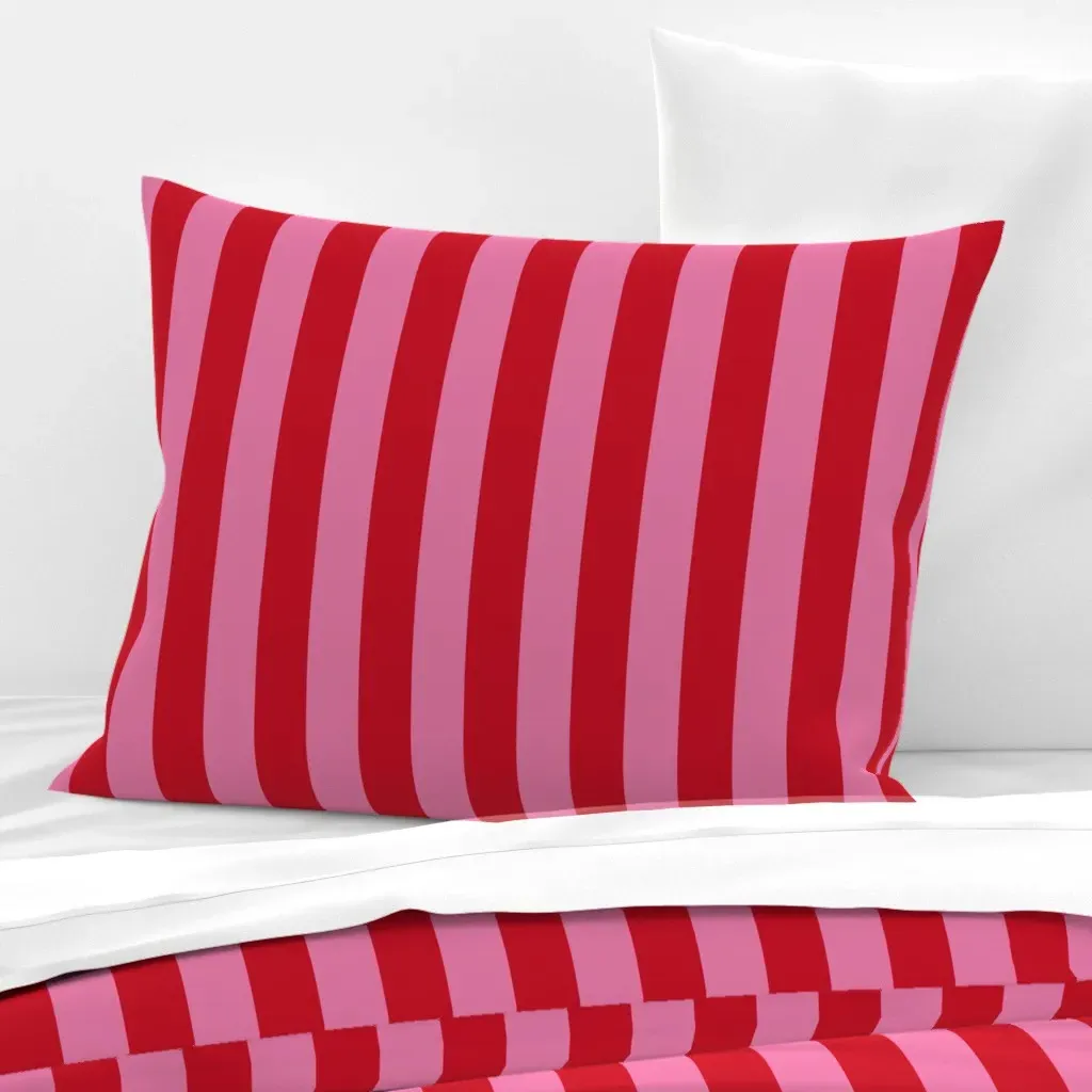 Vintage Stripe Standard Knife Edge Cushion Cover - Crimson Red, Cotton Sateen product