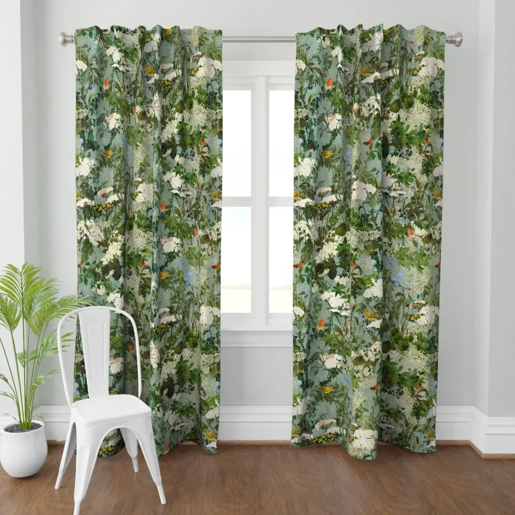Vintage Style Hedgerow Curtain Panel - White product