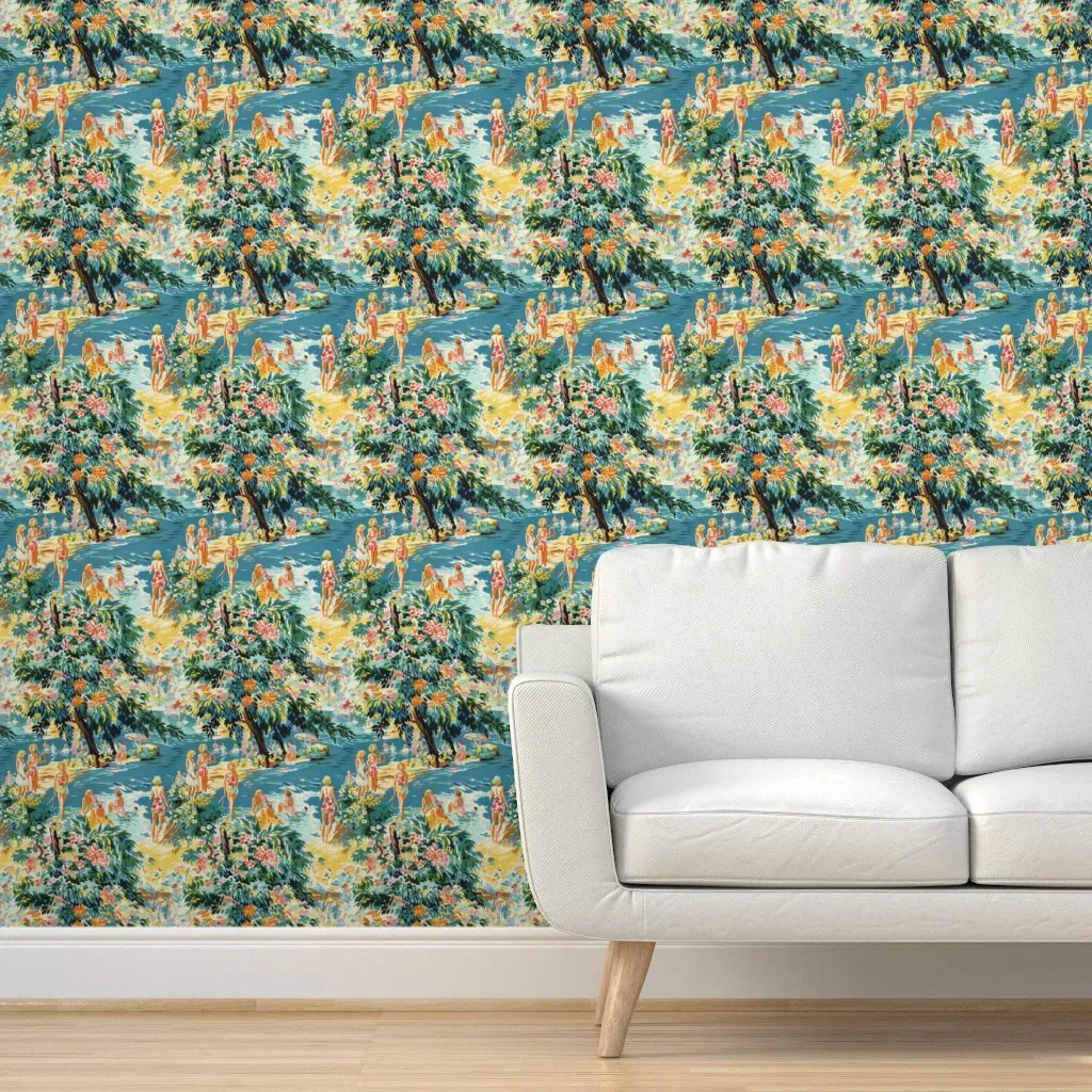 Vintage Summer Toile Peel and Stick Wallpaper - Turquoise product