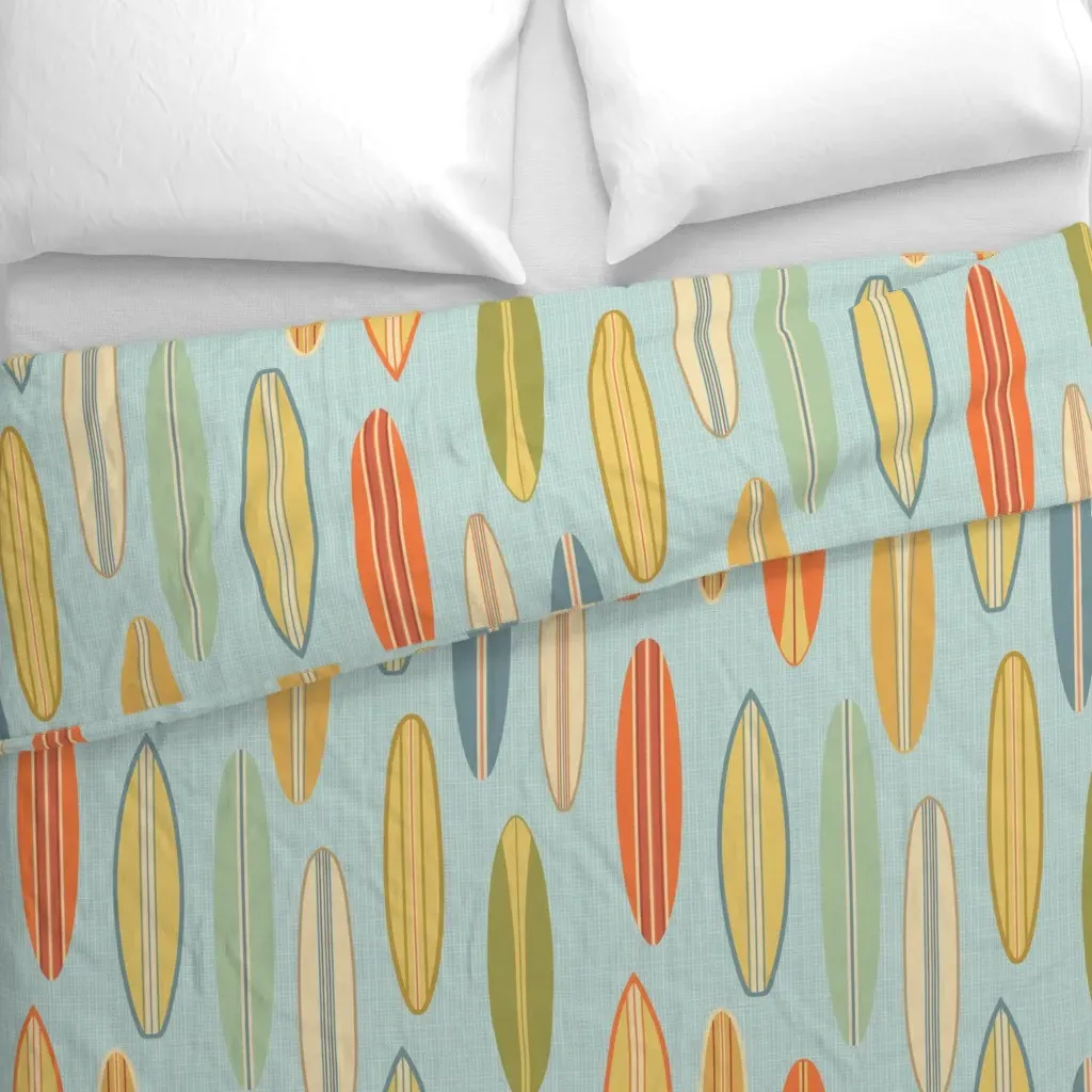 Vintage Surfboards Large Duvet Cover - Light Blue alternate view
