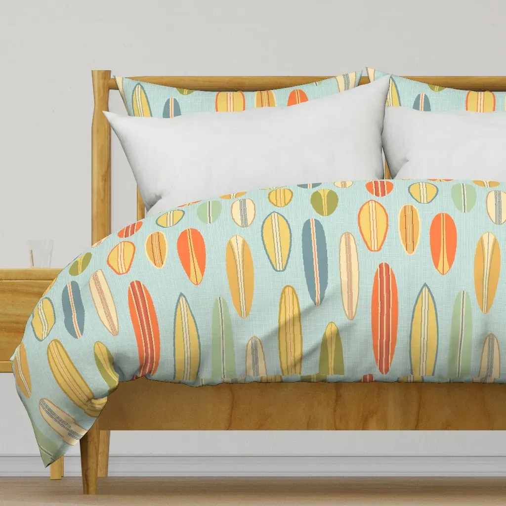 Vintage Surfboards Large Duvet Cover - Light Blue product