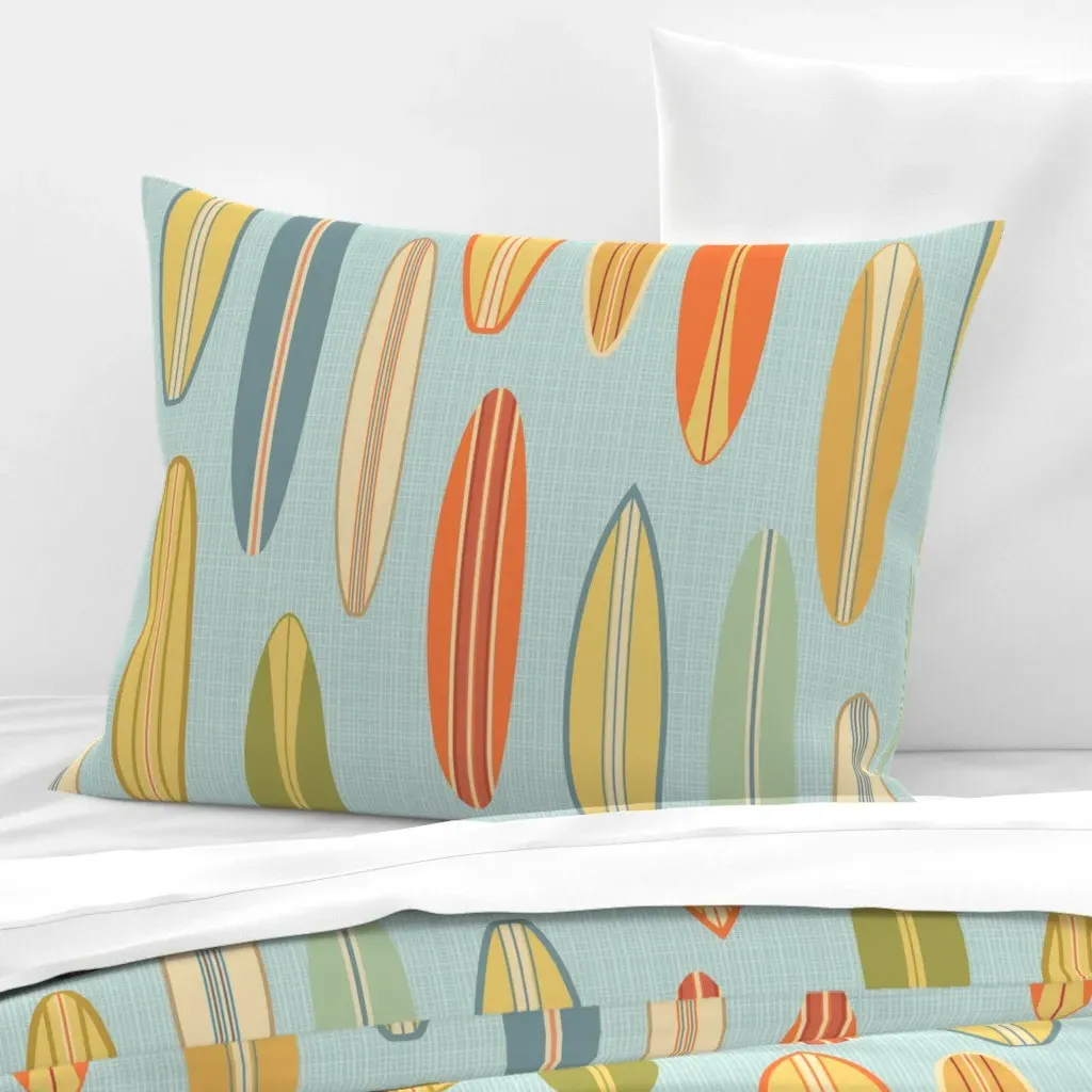 Vintage Surfboards Large Wide Standard Knife Edge Cushion - Light Blue, Cotton Sateen product
