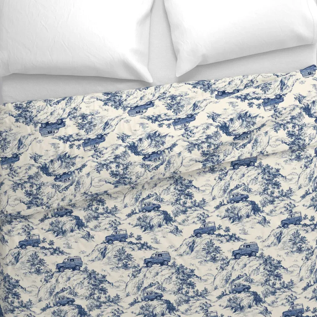 Vintage SUV Offroad Large Duvet Cover - Blue alternate view