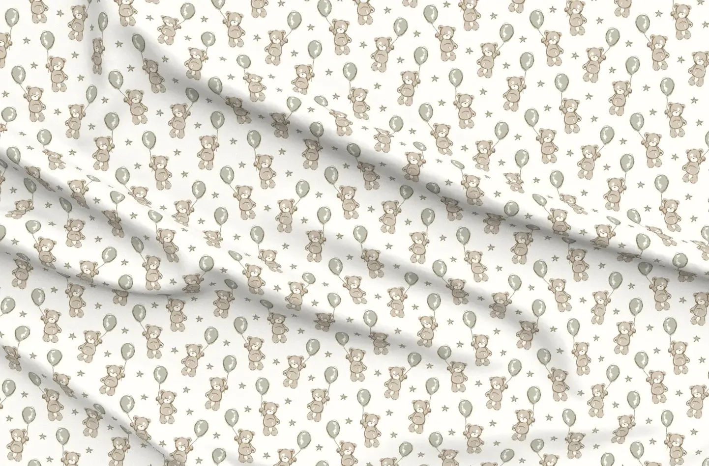 Vintage Teddy Bear Nursery Print Fabric - Beige product