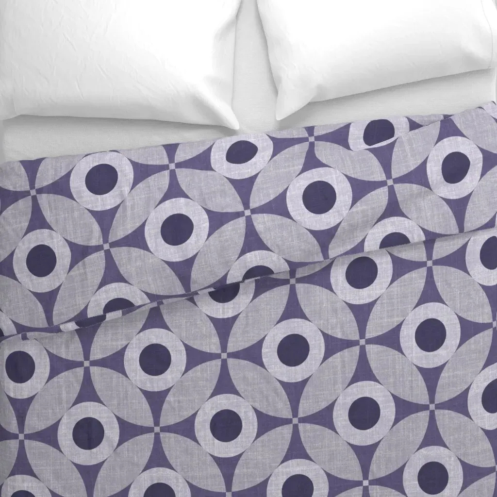 Vintage Textured Geometric Duvet Cover - Purple alternate view