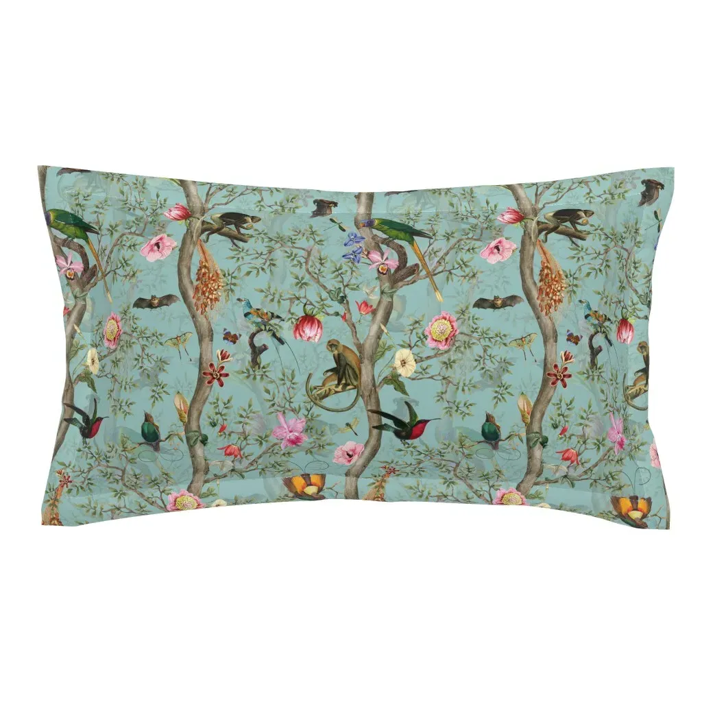 Vintage Tropical Animals King Pillow Sham - Teal product