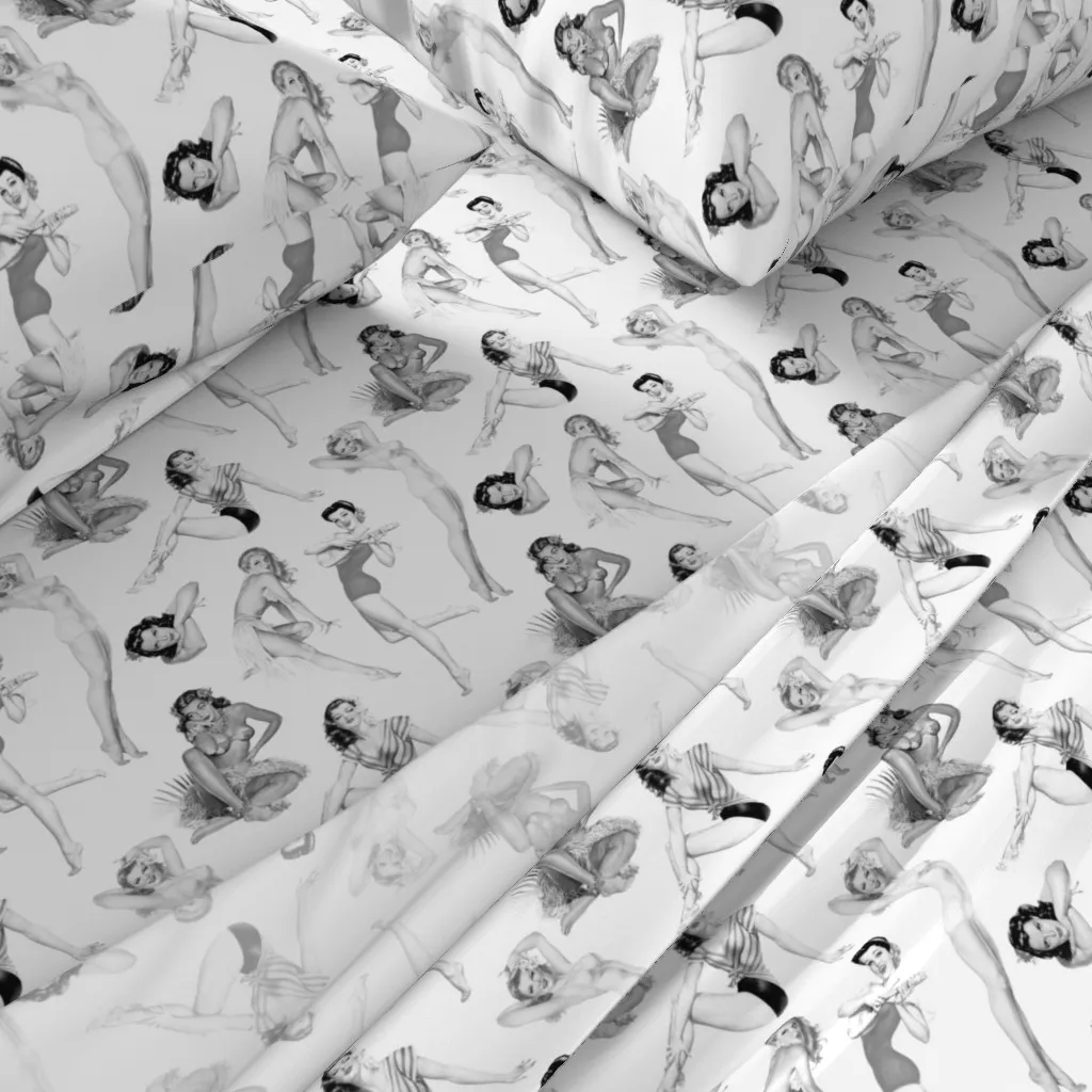 Vintage Tropical Hawaiian Pinup Girls Twin Sheet Set - Black alternate view
