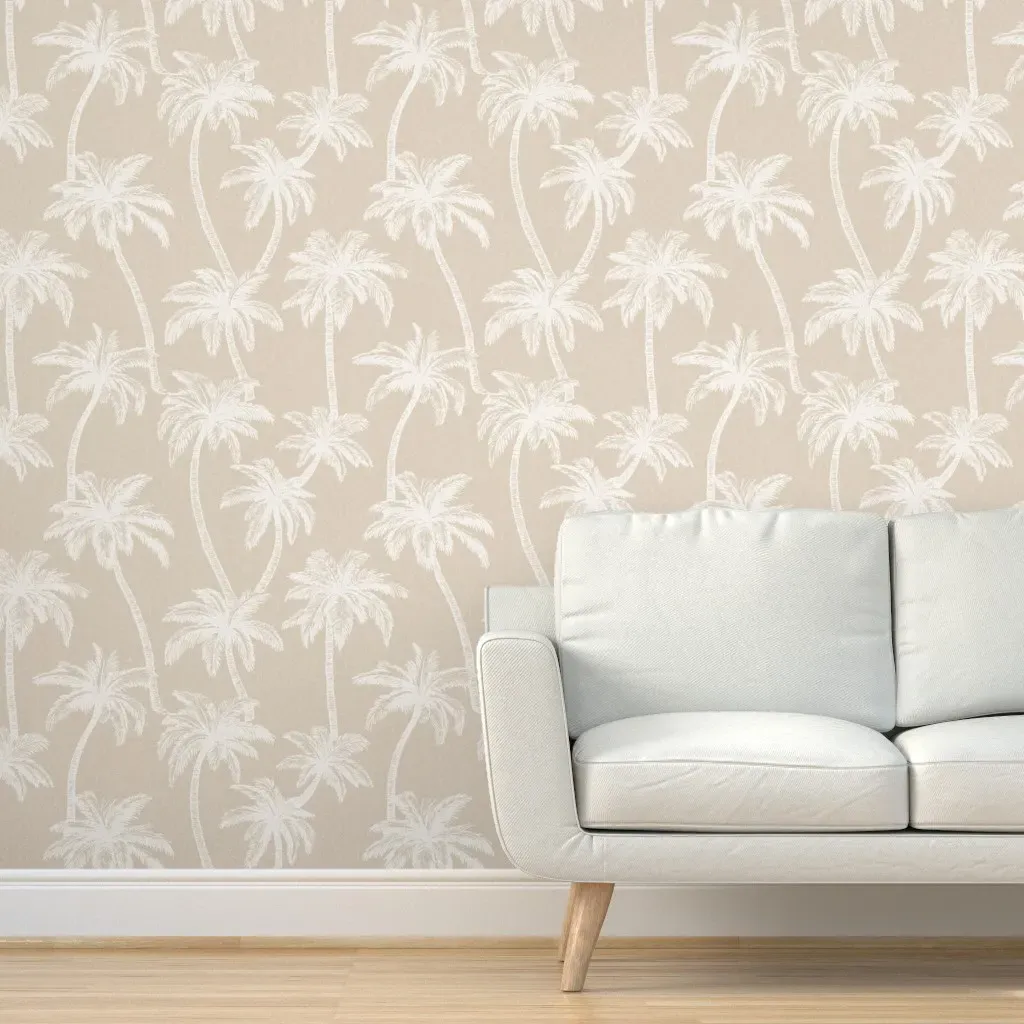 Vintage Tropical Palm Tree Peel and Stick Wallpaper - Off-White product