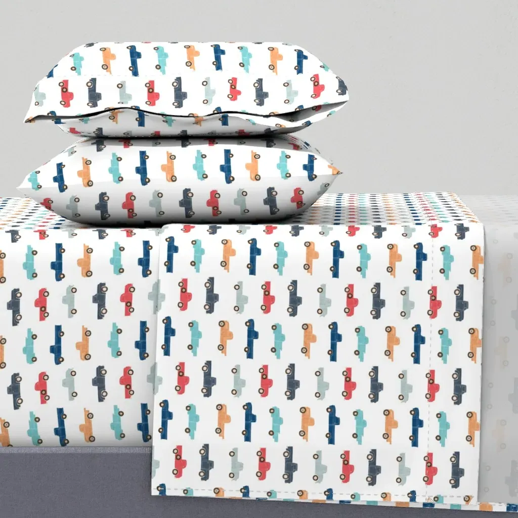 Vintage Trucks Twin Sheet Set - Navy Blue product
