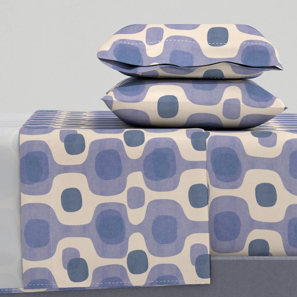 Vintage TV Geometric Queen Sheet Set - Periwinkle Blue product