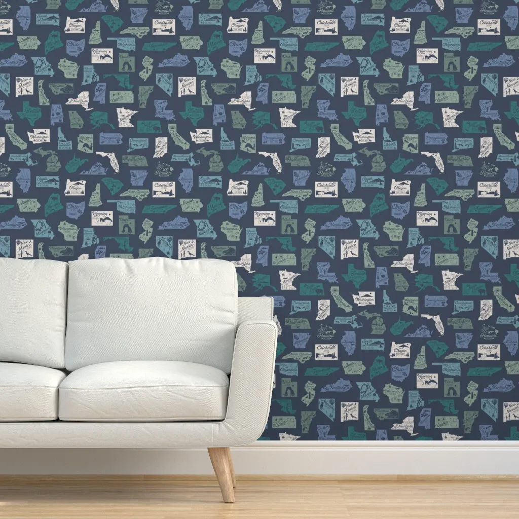 Vintage USA Terrazzo Peel and Stick Wallpaper - Denim Blue product